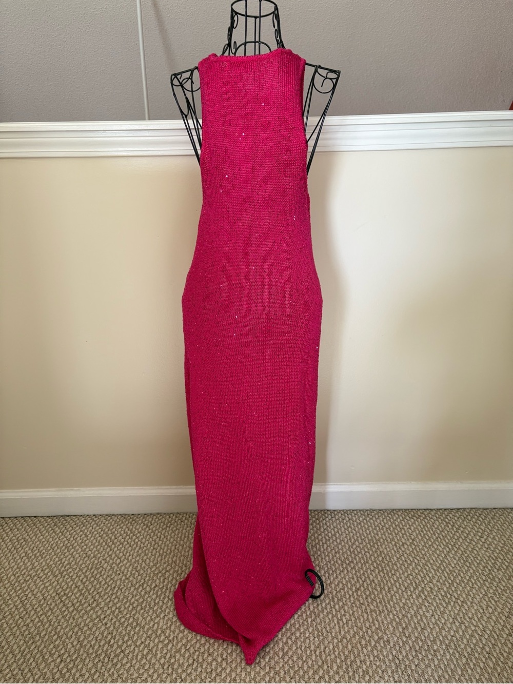 House of Harlow 1960 Sleeveless Fuchsia Knit Maxi Dress - Picture 3 of 4